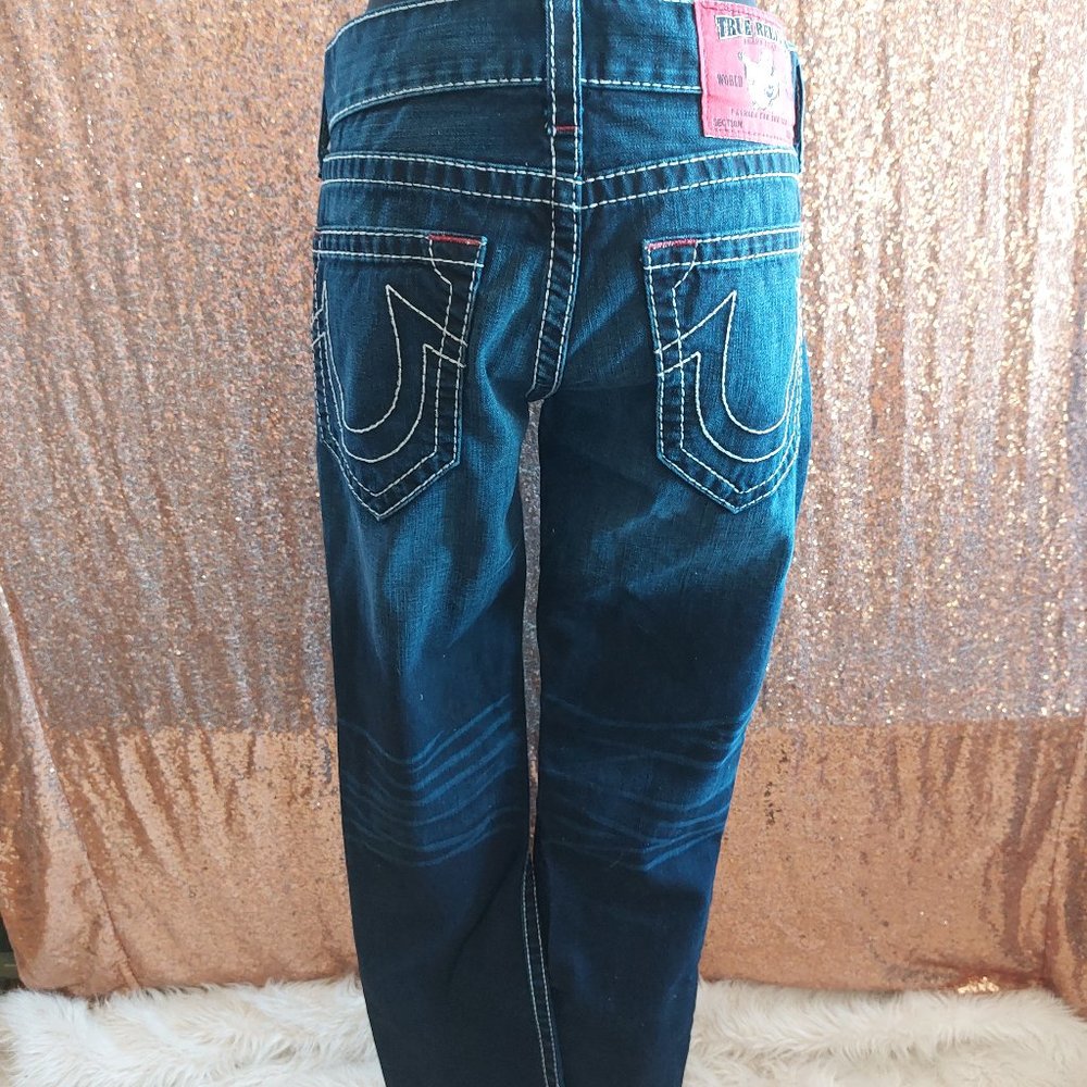 True Religion Women's Straight Leg Mid Rise Thick Stitches Denim Jeans Size: 29